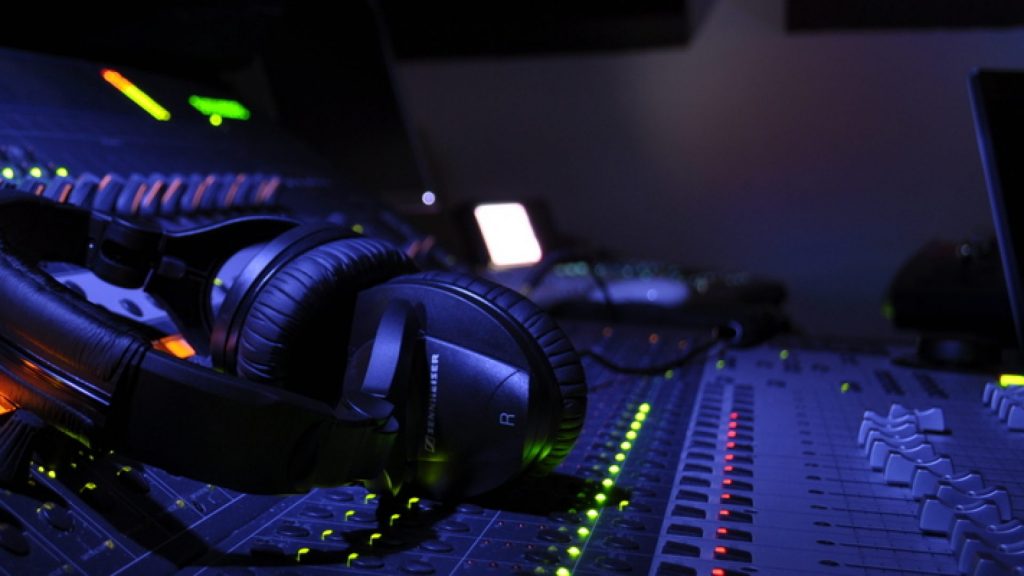 Mixing Console with Headphones